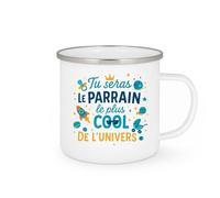 quotedazur - Mug Tu seras le parrain le plus cool de l'univers - Tasse Cadeau Baptême Demande Futur Parrain Homme - Blanc/Emaillé