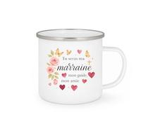 quotedazur - Mug Tu seras ma marraine, mon guide, mon amie - Tasse Cadeau Baptême Demande Future Marraine Femme - Blanc/Emaillé