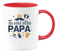 quotedazur - Mug Tu vas être Papa - Tasse Cadeau Futur Papa Homme - Rouge/Céramique