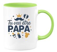 quotedazur - Mug Tu vas être Papa - Tasse Cadeau Futur Papa Homme - Vert/Céramique