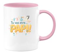 quotedazur - Mug tu vas être... papi ! - Tasse Cadeau Annonce grossesse naissance futur papy Homme - Rose/Céramique