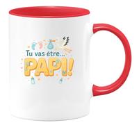 quotedazur - Mug tu vas être... papi ! - Tasse Cadeau Annonce grossesse naissance futur papy Homme - Rouge/Céramique