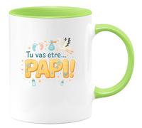 quotedazur - Mug tu vas être... papi ! - Tasse Cadeau Annonce grossesse naissance futur papy Homme - Vert/Céramique