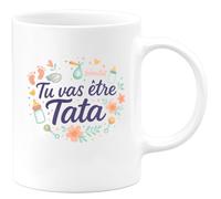quotedazur - Mug Tu vas être Tata - Tasse Cadeau Future Tata Femme - Blanc/Céramique