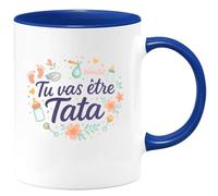quotedazur - Mug Tu vas être Tata - Tasse Cadeau Future Tata Femme - Bleu/Céramique