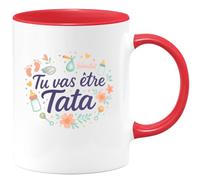 quotedazur - Mug Tu vas être Tata - Tasse Cadeau Future Tata Femme - Rouge/Céramique