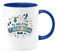 quotedazur - Mug Tu vas être Tonton - Tasse Cadeau Futur Tonton Homme - Bleu/Céramique