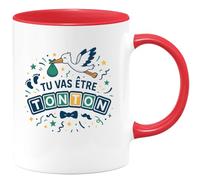 quotedazur - Mug Tu vas être Tonton - Tasse Cadeau Futur Tonton Homme - Rouge/Céramique