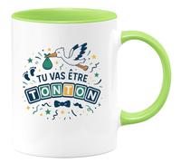 quotedazur - Mug Tu vas être Tonton - Tasse Cadeau Futur Tonton Homme - Vert/Céramique