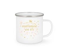 quotedazur - Mug Tu vas être une marraine en or - Tasse Cadeau Baptême Demande Future Marraine Femme - Blanc/Emaillé