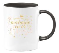 quotedazur - Mug Tu vas être une marraine en or - Tasse Cadeau Baptême Demande Future Marraine Femme - Noir/Céramique