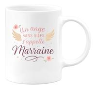 quotedazur - Mug Un ange sans ailes s'appelle Marraine - Tasse Cadeau Marraine Femme - Blanc/Céramique