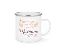 quotedazur - Mug Un ange sans ailes s'appelle Marraine - Tasse Cadeau Marraine Femme - Blanc/Emaillé