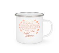 quotedazur - Mug un jour on rencontre une personne sans même le vouloir et puis elle devient notre plus belle histoire - Tasse Cadeau Saint-Valentin, Amour, Couple Femme - Blanc/Emaillé