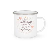 quotedazur - Mug Une marraine comme toi, ça ne se remplace pas - Tasse Cadeau Baptême Demande Future Marraine Femme - Blanc/Emaillé