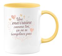 quotedazur - Mug Une marraine comme toi, ça ne se remplace pas - Tasse Cadeau Baptême Demande Future Marraine Femme - Jaune/Céramique