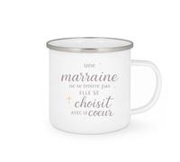 quotedazur - Mug une marraine ne se trouve pas elle se choisit avec le coeur - Tasse Cadeau Baptême Demande Future Marraine Femme - Blanc/Emaillé