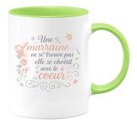 quotedazur - Mug Une marraine ne se trouve pas elle se choisit avec le coeur - Tasse Cadeau Marraine Femme - Vert/Céramique