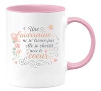 quotedazur - Mug Une marraine ne se trouve pas elle se choisit avec le coeur - Tasse Cadeau Marraine Femme - Rose/Céramique