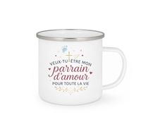 quotedazur - Mug veux tu être mon parrain d'amour pour toute la vie - Tasse Cadeau Baptême Demande Futur Parrain Homme - Blanc/Emaillé