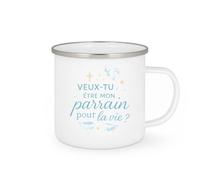quotedazur - Mug veux-tu être mon parrain pour la vie ? - Tasse Cadeau Baptême Demande Futur Parrain Homme - Blanc/Emaillé
