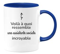quotedazur - Mug Voilà À Quoi Ressemble Une Assistante Sociale Incroyable - Bleu/Céramique