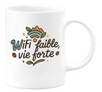 quotedazur - Mug WiFi faible, vie forte - Tasse Cadeau Vanlife - Blanc/Céramique