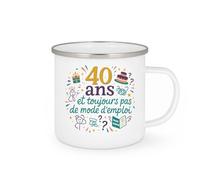 quotedazur - Mug40 ans et toujours pas de mode d'emploi - Tasse Cadeau 40 ans Homme - Blanc/Emaillé