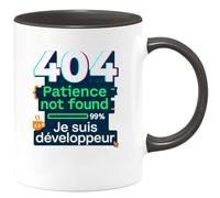 quotedazur - Mug404 : Patience not found - Je suis développeur - Tasse Cadeau Développeur informatique Homme - Noir/Céramique