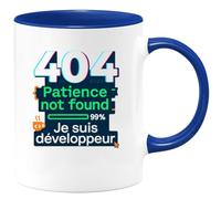 quotedazur - Mug404 : Patience not found - Je suis développeur - Tasse Cadeau Développeur informatique Homme - Bleu/Céramique