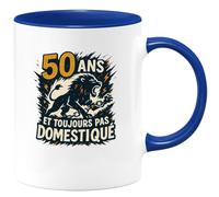 quotedazur - Mug50 ans et toujours pas domestiqué - Tasse Cadeau Anniversaire 50 ans Femme - Bleu/Céramique