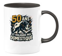 quotedazur - Mug50 ans et toujours pas domestiqué - Tasse Cadeau Anniversaire 50 ans Femme - Noir/Céramique