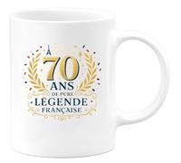 quotedazur - Mug70 ans de pure légende française - Tasse Cadeau 70 ans Femme - Blanc/Céramique