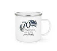 quotedazur - Mug70 ans et des poussières... mais surtout des étoiles - Tasse Cadeau 70 ans Femme - Blanc/Emaillé