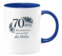 quotedazur - Mug70 ans et des poussières... mais surtout des étoiles - Tasse Cadeau 70 ans Femme - Bleu/Céramique
