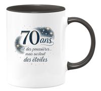 quotedazur - Mug70 ans et des poussières... mais surtout des étoiles - Tasse Cadeau 70 ans Femme - Noir/Céramique