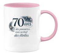 quotedazur - Mug70 ans et des poussières... mais surtout des étoiles - Tasse Cadeau 70 ans Femme - Rose/Céramique
