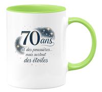 quotedazur - Mug70 ans et des poussières... mais surtout des étoiles - Tasse Cadeau 70 ans Femme - Vert/Céramique