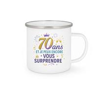 quotedazur - Mug70 ans et je peux encore vous surprendre - Tasse Cadeau 70 ans Femme - Blanc/Emaillé