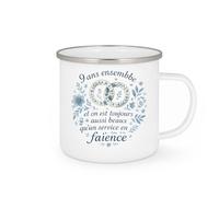quotedazur - Mug9 ans ensemble et on est toujours aussi beaux qu'un service en faïence - Tasse Cadeau Noces de Faïence Femme - Blanc/Emaillé