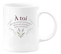 quotedazur - MugÀ toi qui détestes les roses rouges mais qui m'aimes tous les jours - Tasse Cadeau Amour, Saint-Valentin, Couple Homme - Blanc/Céramique