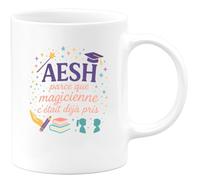 quotedazur - MugAESH : parce que magicienne c'était déjà pris - Tasse Cadeau AESH Femme - Blanc/Céramique