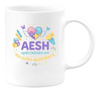 quotedazur - MugAESH spécialisée en miracles quotidiens - Tasse Cadeau AESH Femme - Blanc/Céramique