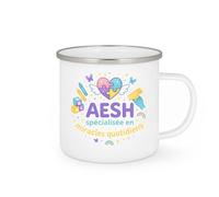 quotedazur - MugAESH spécialisée en miracles quotidiens - Tasse Cadeau AESH Femme - Blanc/Emaillé