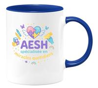 quotedazur - MugAESH spécialisée en miracles quotidiens - Tasse Cadeau AESH Femme - Bleu/Céramique