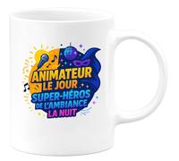 quotedazur - MugAnimateur le jour, super-héros de l'ambiance la nuit - Tasse Cadeau Animateur Homme - Blanc/Céramique