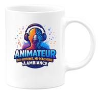 quotedazur - MugAnimateur : mi-homme, mi-machine à ambiance - Tasse Cadeau Animateur Homme - Blanc/Céramique