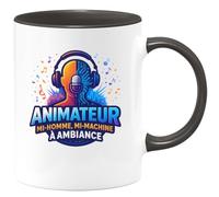 quotedazur - MugAnimateur : mi-homme, mi-machine à ambiance - Tasse Cadeau Animateur Homme - Noir/Céramique
