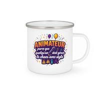 quotedazur - MugAnimateur : parce que quelqu'un doit gérer le chaos avec style - Tasse Cadeau Animateur Homme - Blanc/Emaillé