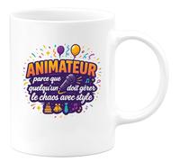 quotedazur - MugAnimateur : parce que quelqu'un doit gérer le chaos avec style - Tasse Cadeau Animateur Homme - Blanc/Céramique